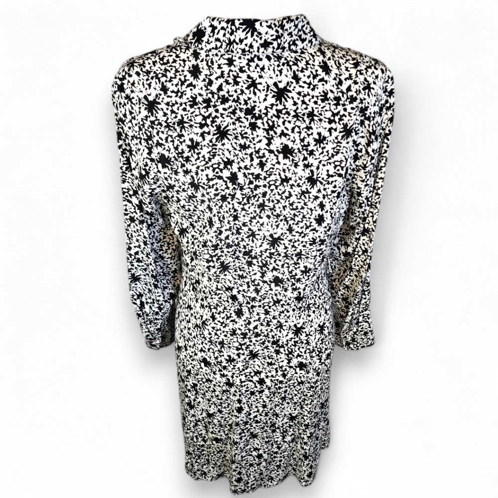 Whistles Floral Shirt Dress Black White Button Front Long Sleeve Size 8 - Picture 6 of 10
